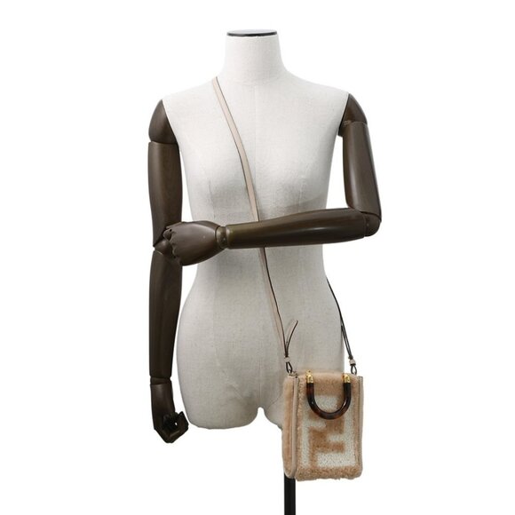 FENDI Sunshine shopper Mouton/Leather Pink 8BS051 - Picture 3 of 12